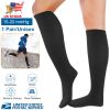 Unisex Compression Socks 15-20 mmHg Graduated Support Sports Fitness Socks for Running Athletic Circulation Recovery Polyester Solid Black