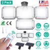 2 Pack Solar Powered Wall Lights IP44 Waterproof Motion Sensor Lamps with Separate Solar Panel 4 Adjustable Heads 333Pcs Beads 120° Sensing Angle Remo