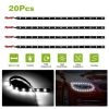 20Pcs 12V Auto LED Light Strip 11.8-inch 15 LEDs Flexible IP68 Waterproof LED Strip for Motorcycle Car Truck SUV Exterior Interior Decoration White