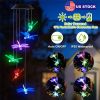 Solar Powered Dragonfly Lights Wind Chimes LED Color Changing Hanging Wind Lamp Waterproof Decorative Night Lamp For Lawn Yard Balcony Porch