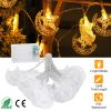 Ramadan Star Moon Crescent IP43 Waterproof String Lights 2 Light Modes Battery Powered Decorative Light for Christmas Wedding Party Home Patio Warm Li