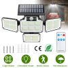 216 LEDs Solar Outdoor Light Motion Sensor Security Flood Lamp Wall Wireless Solar Lamp with 3 Adjustable Heads IP65 Waterproof for Garden Patio Garag