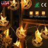 Ramadan Star Moon Crescent IP43 Waterproof String Lights 2 Light Modes Battery Powered Decorative Light for Christmas Wedding Party Home Patio Warm Li