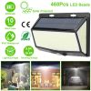 Solar Powered Wall Lights Outdoor IP65 Waterproof 468Pcs LED Beads Solar Lamps Motion Sensor Garage Lights For Garden Front Door Porch w/ 270° Lightin