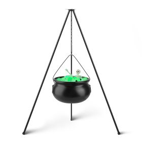 Halloween Large Witch Cauldron With 56.49” Tripod And Eyeball String Light Skeleton Halloween Outdoor Decoration For Porch Yard Patio Garden Living Ro