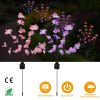 2Pcs Solar Powered Garden Light Orchid Flower Stake Lamps Waterproof LED Lawn Lights For Yard Driveway Walkway Patio Decoration