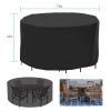 73x43in Circular Table Cover 4-Seat UV Water Resistant Outdoor Furniture Protector For Small Round Table Chairs Set