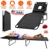 Folding Beach Lounge Chair Face Down Tanning Chaise Sunbathing Recliner 265LBS Max Load with 5-Angle Backrest 3 Removable Pillows for Beach Pool Lawn