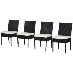 Outsunny Rattan Outdoor Dining Chairs with Cushions Cream White Patio Comfort