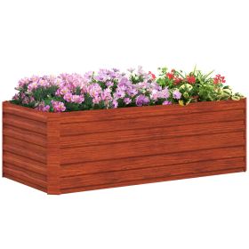 Outsunny Galvanized Raised Garden Bed, Steel Outdoor Planters with Reinforced Rods,, 71'' x 36'' x 23'', Dark Brown