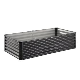 Metal Raised Garden Bed 6x3x1.5ft Outdoor Galvanized Planter Box Dark Gray