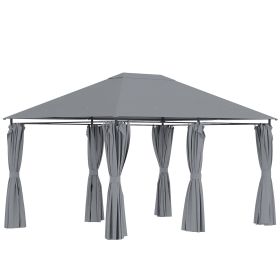 Outsunny 10 x 13 Outdoor Gazebo, Canopy Shelter with 6 Sidewalls, Steel Frame, Gray for Garden & Backyard, Gray