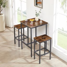Bar Table Set, Square Bar Table with 2 Bar Chairs, Industrial Style Bar Chairs for Kitchen Breakfast Table, Bar, Living Room, Banquet Hall