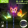 3Pcs Solar Powered Stake Lights IP65 Waterproof 7 Color Changing Decorative Butterfly Lamps w/ Rotatable Solar Panel For Lamp Pathway Yard