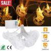 Ramadan Star Moon Crescent IP43 Waterproof String Lights 2 Light Modes Battery Powered Decorative Light for Christmas Wedding Party Home Patio Warm Li