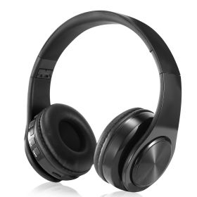 Wireless V5.0 Stereo Headsets Over-Ear Headphones Foldable Soft Memory-Protein Earmuffs 10Hrs Work w/ Built-in HiFi Mic 3.5mm Wired MMC Ports Earphone (Option: BLK)
