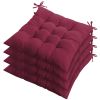 4Pcs Chair Cushion Pads Pillow 17.72x17.72x2.37in Soft Tie On Square Sitting Mats For Home Office Car Sitting Travel