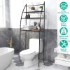3 Tier 25.59x9.84x66.14in Bathroom Over the Toilet Storage Shelf Free Standing Laundry Room Organizer Space Saver Rack