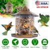 Hanging Gazebo Wild Bird Feeder Outdoor Bird Seed Station with Large Capacity 6 Feeder Ports for Garden Patio Park Weatherproof Easy To Refill