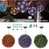 Solar Powered Topiary Ball 20 LED Lights Artificial Rose Flower Garden Hanging Light Ball IPX4 Water-Resistant Decorative Lighting for Home Garden Fen