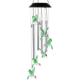 Solar Wind Chime Lights Hummingbird Decorative Lamp 7 Color Changing IP55 Waterproof Hanging String Lights For Home Garden Party Festival (Option: GreenHummingBird)