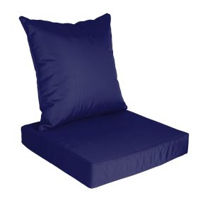 Outdoor Seat Cushion Set Waterproof Patio Furniture Cushion and Back Pillow Fade Resistant Deep Seat Set Chair Pad with Removable Cover for Chair Sofa (Option: DarkBlue)