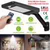 Solar Wall Light Outdoor 60LEDs PIR Motion Sensor Remote Control Wireless Lamps IP65 Waterproof Lighting for Garage Front Door Garden Pathway