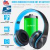 Wireless V5.0 Stereo Headsets Over-Ear Headphones Foldable Soft Memory-Protein Earmuffs 10Hrs Work w/ Built-in HiFi Mic 3.5mm Wired MMC Ports Earphone