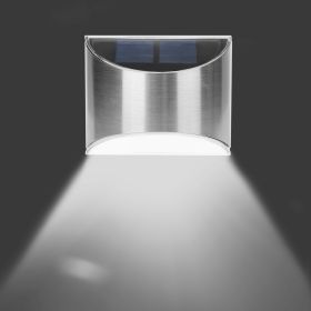 4Pcs Solar Powered Deck Lights Outdoor Decorative Step Fence Lamp Stainless Steel IP55 Waterproof Solar Light For Patio Garden Stair Fence Railing (Option: White)