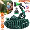 EVA Recoil Garden Hose Flexible Self-coiling Water Hose with 3/4” and 1/2” Adapter with 7 Spraying Modes for Boat Greenhouse Yard Patio