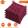 4Pcs Chair Cushion Pads Pillow 17.72x17.72x2.37in Soft Tie On Square Sitting Mats For Home Office Car Sitting Travel