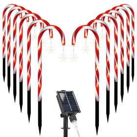 Solar Christmas Candy Cane Lights with 12 Candies 72LEDs Outdoor Christmas Decorations IP44 Waterproof Flickering Pathway Markers String Lights with 8 (Option: Snowflake)