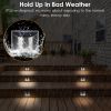 4Pcs Solar Powered Deck Lights Outdoor Decorative Step Fence Lamp Stainless Steel IP55 Waterproof Solar Light For Patio Garden Stair Fence Railing