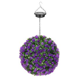 Solar Powered Topiary Ball 20 LED Lights Artificial Rose Flower Garden Hanging Light Ball IPX4 Water-Resistant Decorative Lighting for Home Garden Fen (Option: PPL)