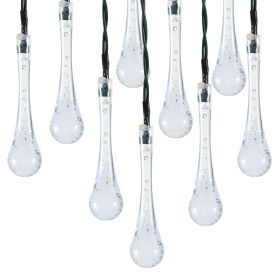 Outdoor Solar String Lights 21 Feet 30 LEDs Water Drop Solar Powered Lights Waterproof Solar Fairy Lights Decorative Solar Powered Lights for Home Pat (Option: Cold)