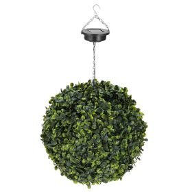 Solar Powered Topiary Ball 20 LED Lights Artificial Rose Flower Garden Hanging Light Ball IPX4 Water-Resistant Decorative Lighting for Home Garden Fen (Option: GRN)