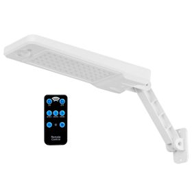 Solar Wall Light Outdoor 60LEDs PIR Motion Sensor Remote Control Wireless Lamps IP65 Waterproof Lighting for Garage Front Door Garden Pathway (Option: White)