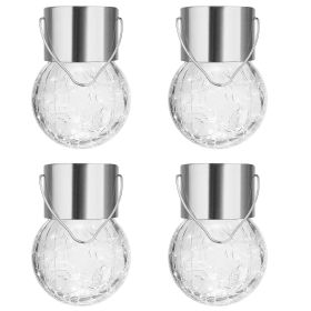 4Pack Solar Decorative Waterproof Garden Lanterns Outdoor Crystal Hanging Ball Lights Crackle Glass Ball Lights for Tree Patio Holiday Party (Option: White)