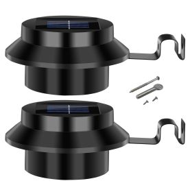 2Pcs Solar Powered Gutter Lights Outdoor IP65 Waterproof Dusk to Dawn Sensor Security Lamps Solar Wall Fence Yard Lamps (Option: Black)
