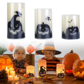 3 Pack Halloween Flameless Candle Lamp with Timer Setting Battery Operated Warm Orange Light Candles for Halloween Party Decoration Spider Crow S (Type: Pumpkin)
