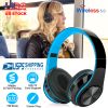 Wireless V5.0 Stereo Headsets Over-Ear Headphones Foldable Soft Memory-Protein Earmuffs 10Hrs Work w/ Built-in HiFi Mic 3.5mm Wired MMC Ports Earphone