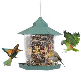 Hanging Gazebo Wild Bird Feeder Outdoor Bird Seed Station with Large Capacity 6 Feeder Ports for Garden Patio Park Weatherproof Easy To Refill (Option: Green)