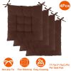 4Pcs Chair Cushion Pads Pillow 17.72x17.72x2.37in Soft Tie On Square Sitting Mats For Home Office Car Sitting Travel